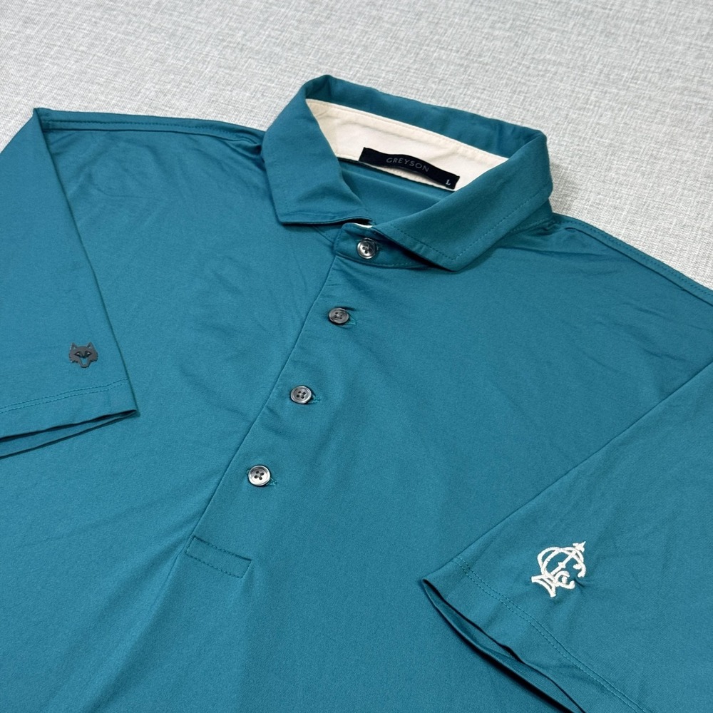 Greyson Golf Polo Shirt Mens‎ Large Green Teal Short Sleeve Collared Performance